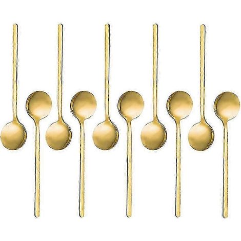 Cuillères à expresso en acier inoxydable (lot de 10) pour café, sucre, dessert, gâteau, glace, soupe, antipasti, couleur or js JNT (1/5)