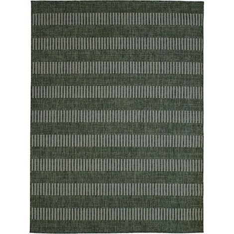TERRAIN LIGNES - Tapis intérieur-extérieur aspect jute motif lignes vert 133x170 (1/5)