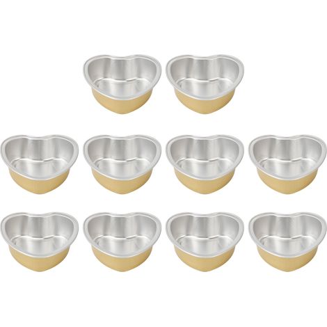 10 grands bols en aluminium en forme de cœur, cuillères à cire dorées pour épilation, réchaud à cire, contenants pour fèves de cire, lot de 10 (1/5)