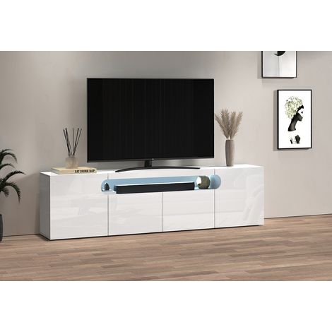 Meuble TV moderne 200 cm blanc brillant Regina (1/5)