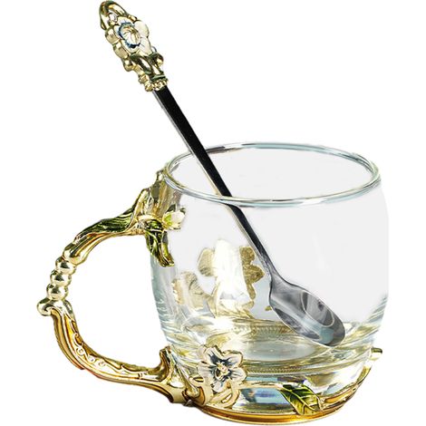 Tasse À Thé En Verre - Avec Cuillère Intégrée - Pour Café Ou Infusions - Set De 1 Pièce (1/5)