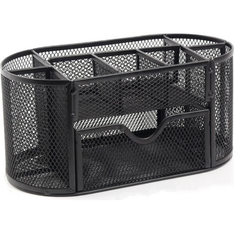 Organisateur de bureau avec tiroir – Modèle noir avec tiroir et pot à crayons, idéal pour rangement bureau organisateur, offrant un espace optimisé et ordonné. (1/5)