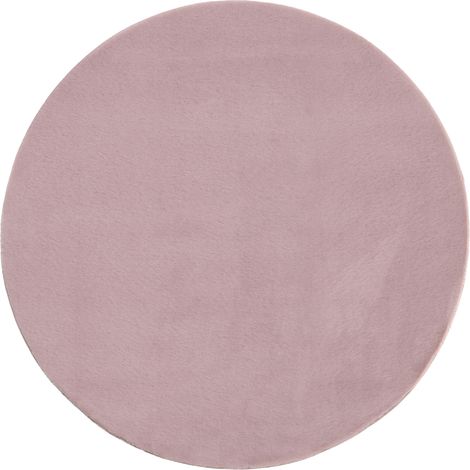 lfombra redonda de pelo sintético salón oficina moderno 160 x 160 cm pelo largo violeta claro Vantira (1/5)