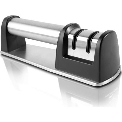 Afilador de cuchillos, acero de carburo, base antideslizante, acero inoxidable, para cocina (1/5)