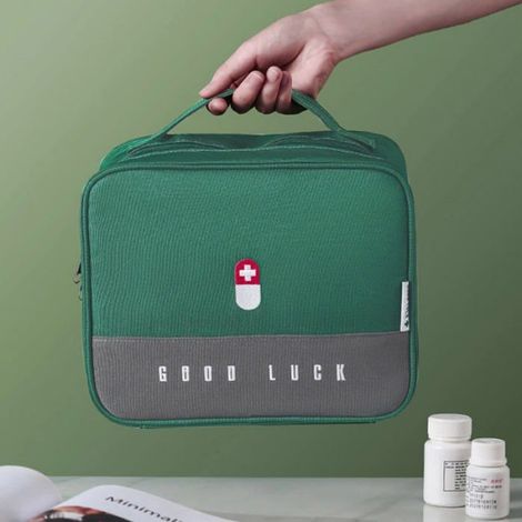 Trousse de premiers secours compacte, trousse de premiers secours multifonctionnelle, boîte à médicaments à plusieurs niveaux,vert (1/5)