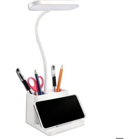 LED-Schreibtischlampe 5W, 3 Beleuchtungsmodi, einstellbare Helligkeit, USB-wiederaufladbar für Kinder, mit Stifthalter und Ständer