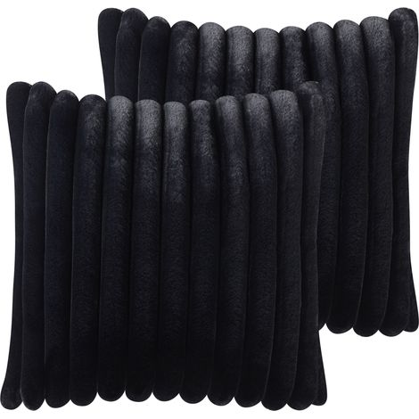 Conjunto de 2 cojines decorativos tela suave 45 x 45 cm negro Rakya (1/5)