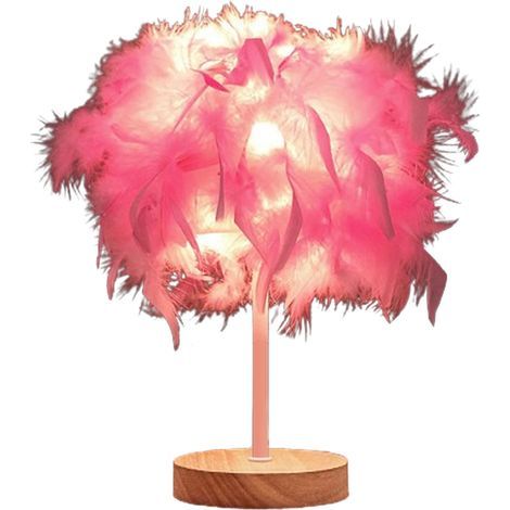Lampe de Table en plumes, lampe de chevet de luxe, pour chambre à coucher, salon, fête, décoration de mariage, rose (1/5)
