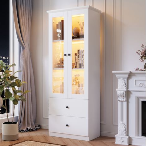 meuble rangement etagere tiroirs LED 165 cm blanc USB OKMYHOME (1/5)