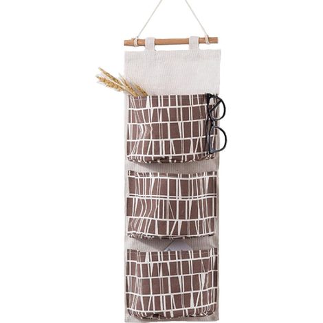 Organisateur mural, organisateur de porte en lin de qualité supérieure avec 3 poches, rangement de placard pliable et suspendu
