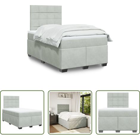 Matratze -  Boxspringbett mit Matratze Hellgrau 120x190 cm Samt (1/5)