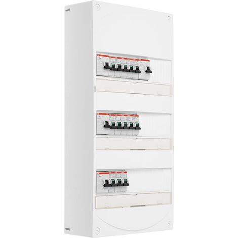 ABB Tableau 3 rangées pré-équipé 4 inter. diff. 40A + 13 disjoncteurs (1/2)