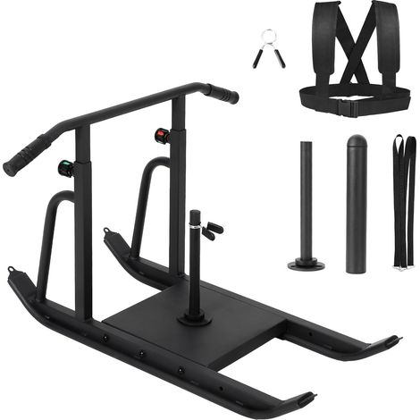 Luge de musculation lourde 550lb – Poignée réglable 5 niveaux – Compatible disques 1" & 2" – Accessoire de force et vitesse pour football, fitness, gym – Poussée et traction – Couleur : noir