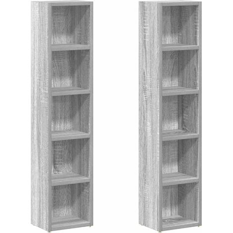 vidaXL CD Cabinets 2 pcs Grey Sonoma 21x16x93,5 cm Engineered Wood