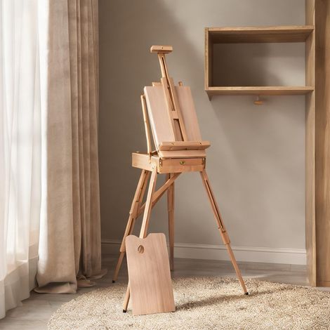 Chevalet de peintre pliable en bois de hêtre réglable (1/5)