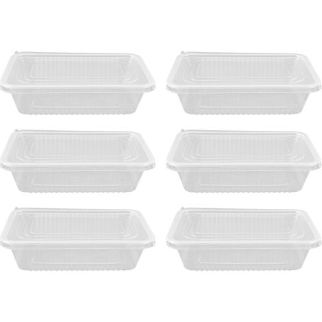10 Stück Einweg-Lunchboxen, mikrowellengeeignet, transparente, rechteckige Lebensmittelbehälter mit Deckel, 650 ml (1/5)