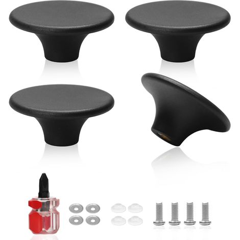 Ensemble de 4 boutons pour couvercles de casseroles – Poignée universelle pour casseroles de cuisine – Bouton chapeau haut-de-forme pour appareils de cuisson (noir) (1/5)