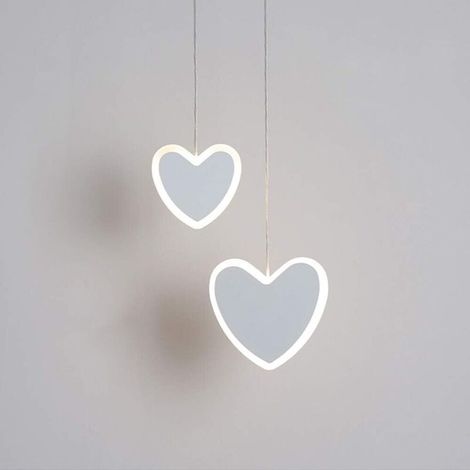 Pendentif simple moderne, lampe suspendue en forme de coeur à accrochage avec abat-jour blanc, pour Chambres d'enfants, Les Chambres à Coucher, Les allées, etc. (6000K) (1/5)
