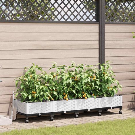 Teenpull – Garten Blumenkübel mit Bewässerung und Rädern 4 Stk. Weiß PP (1/5)