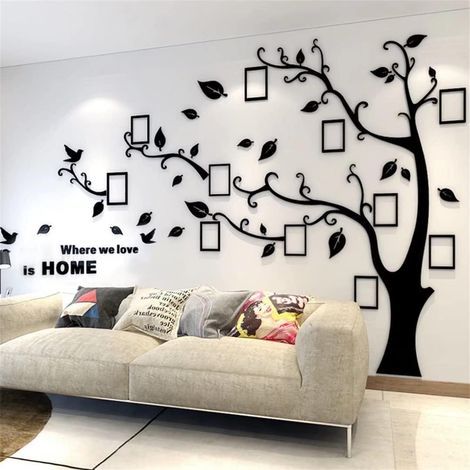 Stickers Muraux Arbre 3D Bricolage Stickers muraux Autocollants muraux Arbre Arts Décorations pour le Salon Chambre Chambre à coucher (Noir Gauche,L: 175 230CM) (1/5)