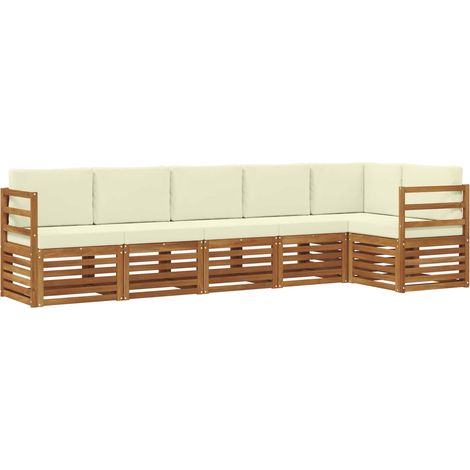Conjunto de sofás de exterior 6 uds. Natural y Crema Poliéster vidaXL (1/5)