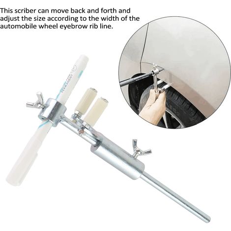 Traceur à sourcils pour roues de voiture, outil parallèle de débosselage Automobile, traçage de peinture avec 2 stylos de marquage (1/5)