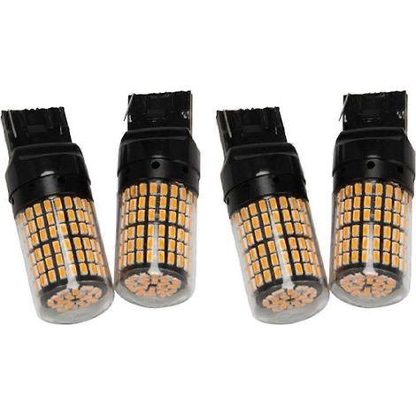 Compatible avec 4 feux de recul et clignotants 144-SMD, sans défauts, sans clignotement, ampoules LED T20 7440, boîtier noir (lumière jaune). (1/5)