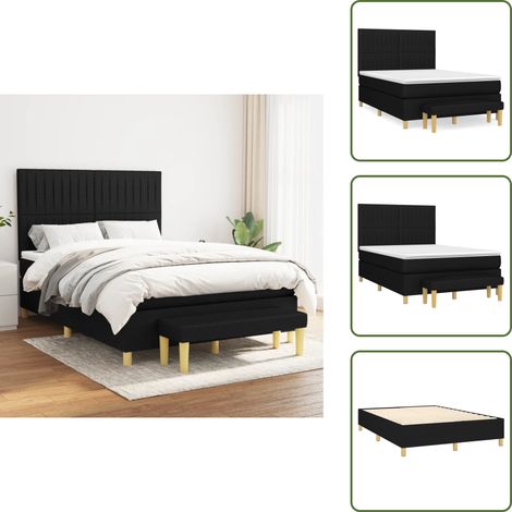 Boxspringbett mit Matratze Schwarz 140x200 cm Stoff - Boxspringbett - Doppelbett - Bett Mit Matratze - Schlafzimmermöbel - Bettgestell (1/5)