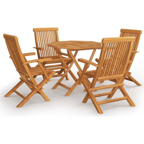 Salon de jardin 5 pcs Bois de teck massif 15 (1/5)