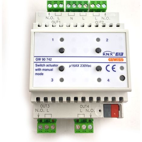 Attuatore ON/OFF - 4 canali - 16AX - comando manuale Gewiss (1/2)