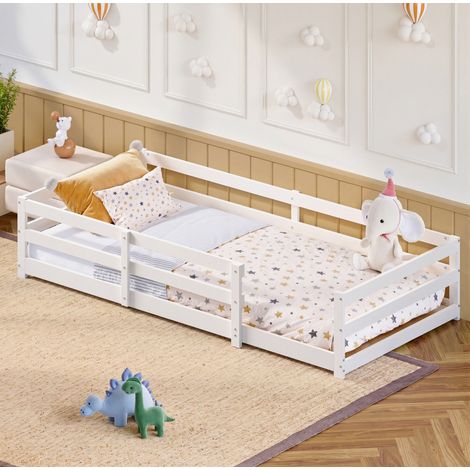 letto 90x200 Montessori con sponde pino bianco HAVRYA (1/5)