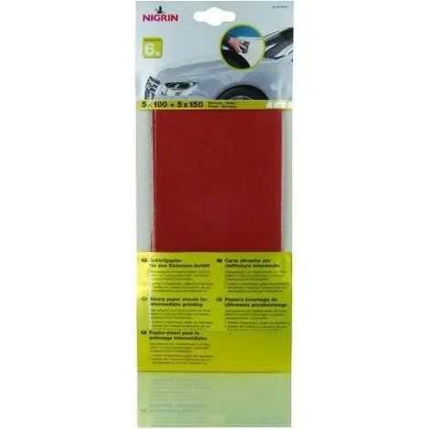 Carta abrasiva Nigrin p100/150 10 fogli levigatura intermedia rimozione ruggine