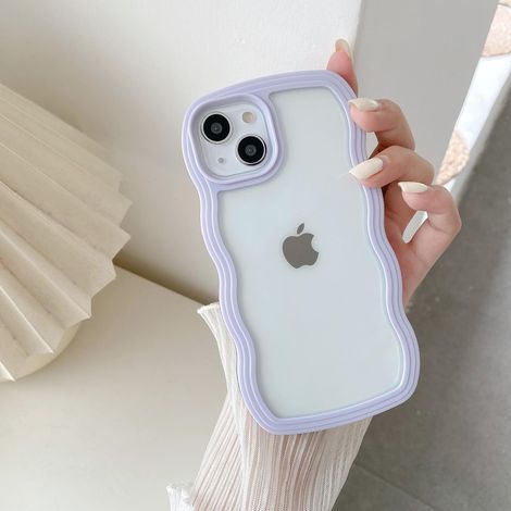 Coque compatible avec l'iPhone 13, motif ondulé mignon, transparente, en silicone TPU souple et transparent - Violet (1/4)