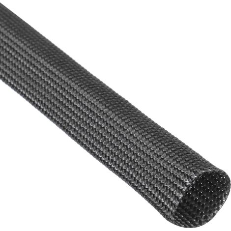 Gaine Cable Tressé Isolante 1 Mètre de Long 14mm ID Manchon en Fibre de Verre Haute Température Noir (1/4)