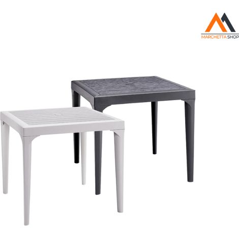 Mesa de jardín cuadrada para exterior 80x80 cm de polipropileno Malmo - Blanco