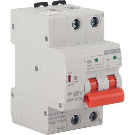 Disjoncteur intelligent WiFi 2P, montage sur rail DIN, AC 230V, pour maison et usine, modèle TOWSM1‑100 (1/5)