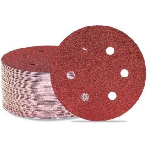 Disques de ponçage orbitaux aléatoires 150 mm, grain 80, 6 trous, lot de 50, papier abrasif pour bois, métal et carrosserie (1/5)