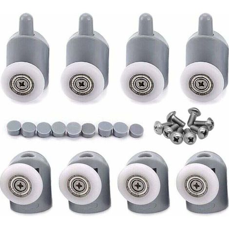 8x Galet ajustables Dual Rouleau Roulette Roue Porte Douche Salle de Bain 25mm (1/4)