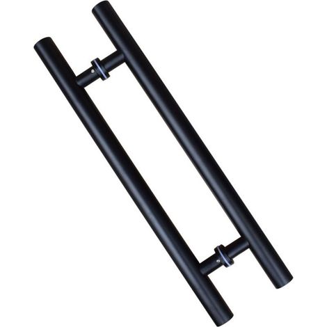 Poignée de porte coulissante en acier au carbone – Finition noire – Longueur 600 mm – Espacement des trous 400 mm – Compatible portes intérieures et extérieures (1/5)