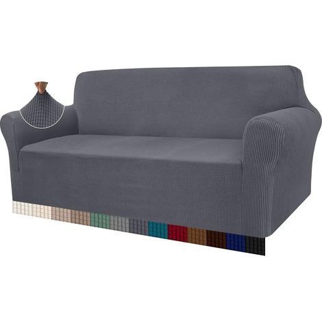 LaBlanc - Copridivano elasticizzato per 4 posti, super morbido, extra large, per cani, animali domestici, gatti, jacquard, spandex, antiscivolo, protezione per mobili con fondo elastico (grigio)