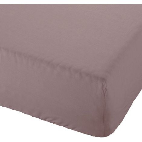 Drap housse uni 140 x 190 cm - Taupe (1/2)