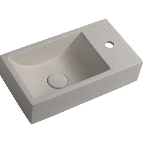 Sapho Small - Lavamani Crest, 40x22 cm, con 1 foro per miscelatore a dx, nanostrato, arenaria bianca AR413 (1/5)