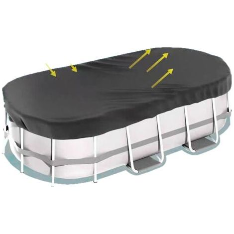 Couverture ovale pour piscines hors sol - Couverture solaire ovale pour piscines- Bâche d'hiver robuste- l'eau et la poussière - 549x274x25 cm