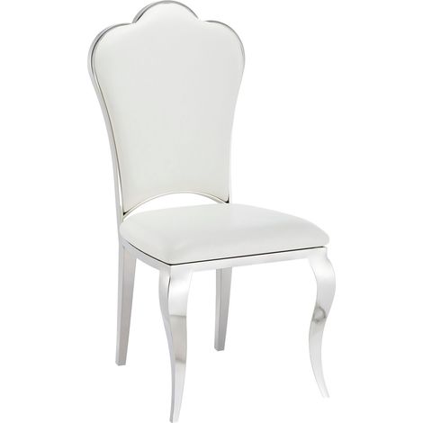 Lot de 4 Chaises Prestige Chrome simili cuir Blanc- SAKURA (1/4)