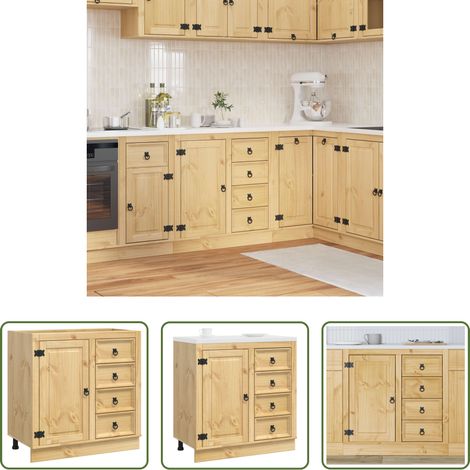 Kiefer Holz - Schrank SKI Honigbraun 80 x 46 x 81 cm Massives Kiefernholz (1/5)