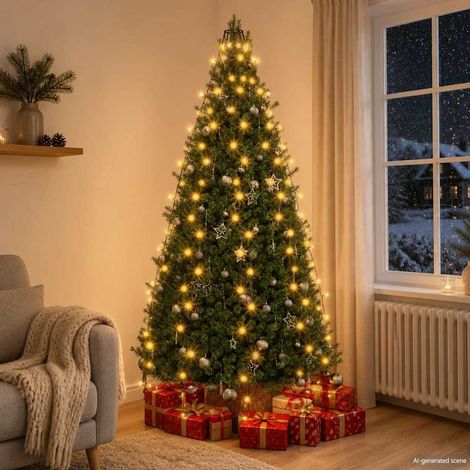 Guirlande lumineuse pour sapin de Noël 210 LED – Rideau lumineux cascade 210 cm blanc chaud USB 5V PVC intérieur extérieur (1/5)