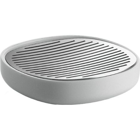 Alessi Birillo PL04 W Portasapone di Design in PMMA e Acciaio Inossidabile 18/10, Bianco (1/4)