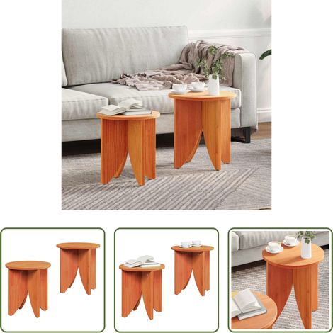 Holz Couchtisch - Couchtisch 2 pcs Wachsbraun (1/5)