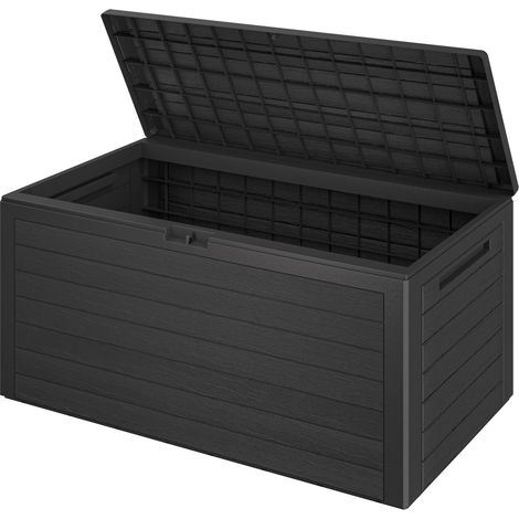CASARIA® Baúl de Almacenaje Woody 116x43x55cm 280L Arcón Plástico Cofre de Cojines Tapa Plegable Jardín Exterior (1/7)