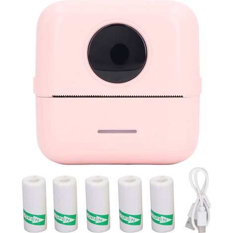 Imprimante thermique portable Bluetooth HD mini rose pour étiquettes et codes QR (1/5)